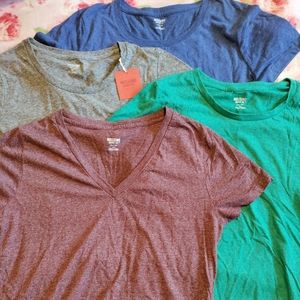4 Mossimo tees, XXL, blue, green, grey, burgandy